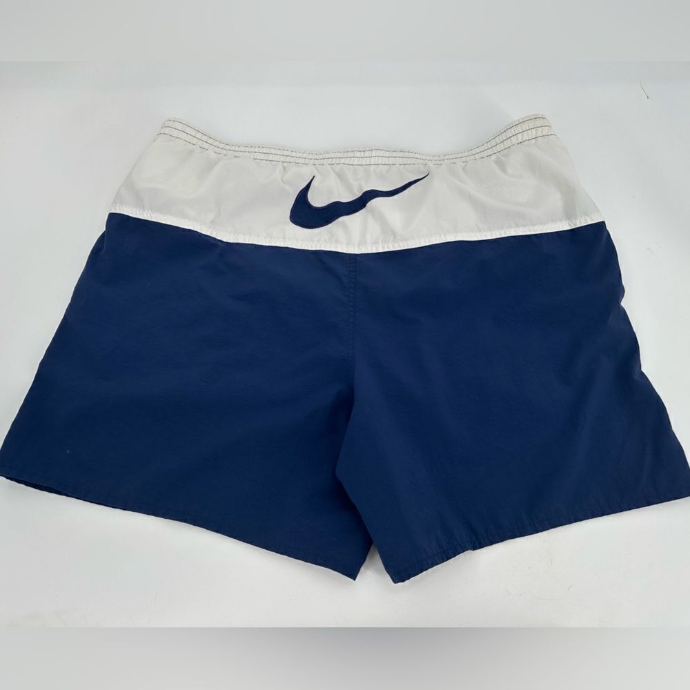 Vintage Nike Men's XL Running Shorts Nylon Blue BIG SWOOSH 90s Y2K White Tag
